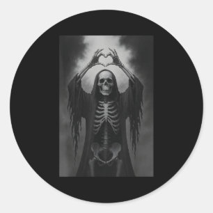 Skelet Handen Hart Teken Eng Gezicht Grappig Hallo Ronde Sticker