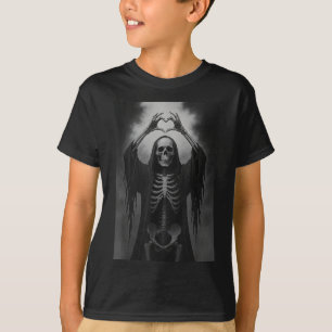Skelet Handen Hart Teken Eng Gezicht Grappig Hallo T-shirt