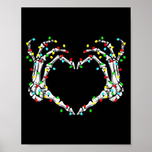 Skelet Handen Hart Teken Licht Kerst Kleding Poster