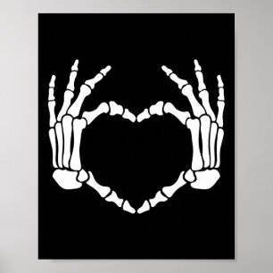 Skelet Handen Hart Teken Retro Halloween Kostuum  Poster