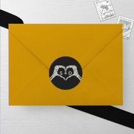 Skelet Handen Hart Wedding Ronde Sticker