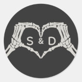 Skelet Handen Hart Wedding Ronde Sticker (Voorkant)