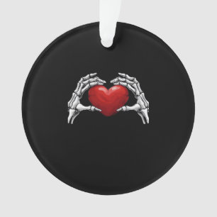 Skelet handen houden een Red Heart Design Classic Ornament