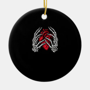 Skelet Handen Houdend Hart Halloween Kostuum Keramisch Ornament