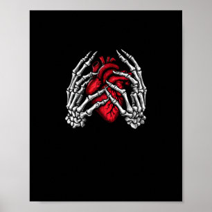 Skelet Handen Houdend Hart Halloween Kostuum Poster