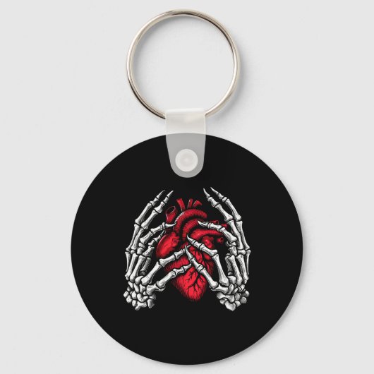 Skelet Handen Houdend Hart Halloween Kostuum Wom Sleutelhanger (Voorkant)