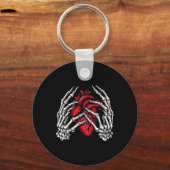 Skelet Handen Houdend Hart Halloween Kostuum Wom Sleutelhanger (Voorkant)