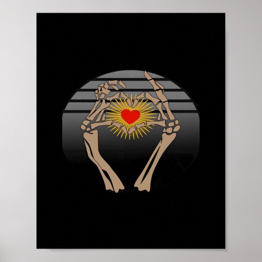 Skelet handen maken een hart klassieker poster (Voorkant)