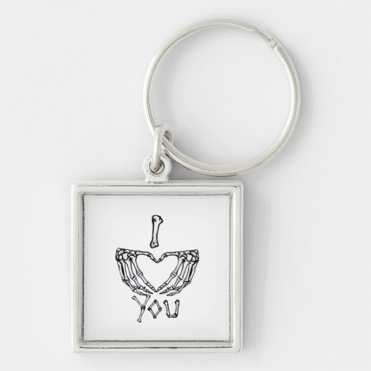 Skelet handen maken een hart sleutelhanger (Voorkant)