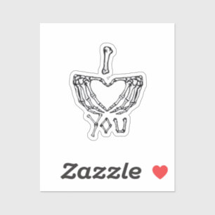 Skelet handen maken een hart sticker