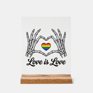 Skelet Handen Regenboog Hart Liefde Is Liefde Shir Acryl Bord