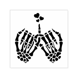 Skelet Handen Roze Beloften #2 Hartjes Afbeelding  Zelfinktende Stempel
