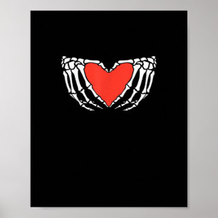 Skelet Handen Vormend Hart – Creepy Gothic Hallo Poster