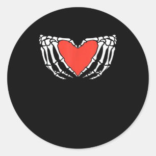 Skelet Handen Vormend Hart – Creepy Gothic Hallo Ronde Sticker
