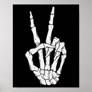 Skelet Handen Vredesteken Liefde Halloween Kostuum Poster