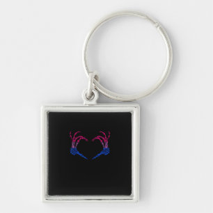 Skelet Hart Biseksueel LGBT-Q Pride Skull Hand Sleutelhanger