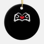 Skelet hart en handen grappig keramisch ornament (Voorkant)
