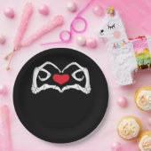 Skelet hart en handen grappig papieren bordje (Feest)