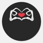 Skelet hart en handen grappig ronde sticker (Voorkant)