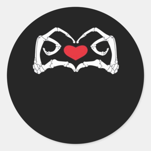 Skelet hart en handen grappig ronde sticker (Voorkant)