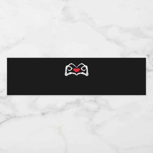 Skelet hart en handen grappig waterfles etiket (Enkel label)