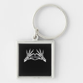Skelet Hart en Handen Klassiek Design Sleutelhanger (Voorkant)