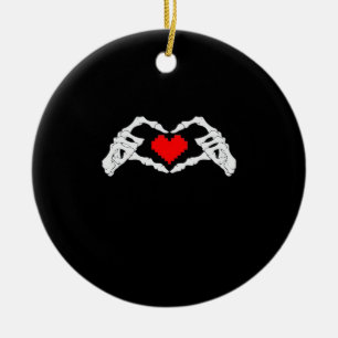 Skelet hart en handen meme keramisch ornament