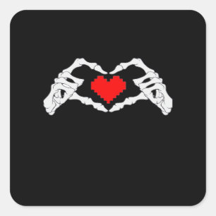 Skelet hart en handen meme vierkante sticker