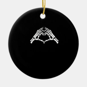 Skelet hart en handen teken keramisch ornament