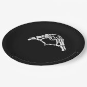 Skelet hart en handen teken papieren bordje (Gekanteld)