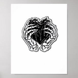 Skelet hart handen grappig poster