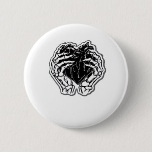 Skelet hart handen grappig ronde button 5,7 cm