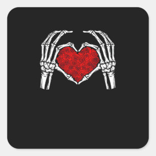 Skelet Hart Handen Teken Valentijnsdag Schattige H Vierkante Sticker