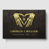 Skelet Hart Monogram Gothic Halloween Bruiloft Gastenboek (Voorkant)