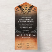 Skelet Hart Monogram Halloween Gothic Bruiloft All In One Uitnodiging (Binnen)