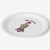 Skelet Hart Tot de Dood Ons Scheidt Papieren Bordje (Gekanteld)