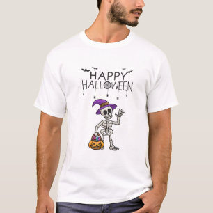 Skelet Heks Trick-or-Treat Cartoon Halloween T-shirt