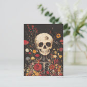 Skelet in de bloemen briefkaart (Staand voorkant)