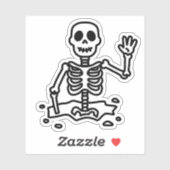 Skelet in de grond sticker (Vel)