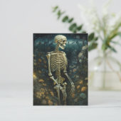 Skelet in een nachttuin briefkaart (Staand voorkant)