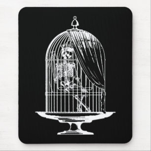 Skelet in een vogelkooi muismat