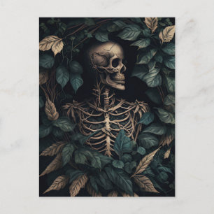 Skelet in het groene blad briefkaart