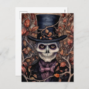 Skelet in stijl Halloween Briefkaart