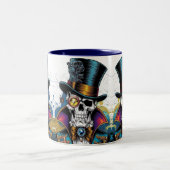 Skelet in Victoriaans elegantie Tweekleurige Koffiemok (Center)