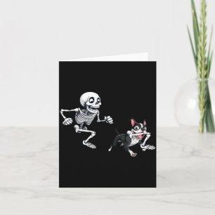 Skelet Jachthond Boston Terrier Halloween Huisdier Kaart