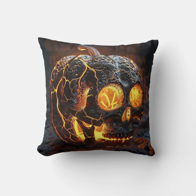 Skelet Jack-O-Lantern Kussen (Voorkant)