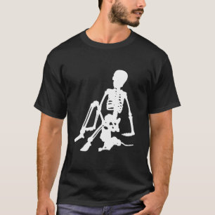 skelet Jongen en zijn huisdier kat silhouet kunst T-shirt