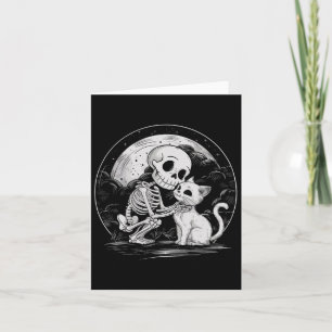 Skelet Kat Schedel Kitten Cute Goth Halloween Kost Kaart
