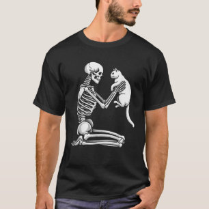 Skelet Kat Schedel Kitty Lieve Goth Halloween Mann T-shirt