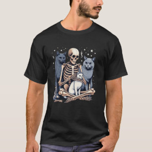 Skelet Kat Schedel Kitty Lieve Goth Halloween Mann T-shirt